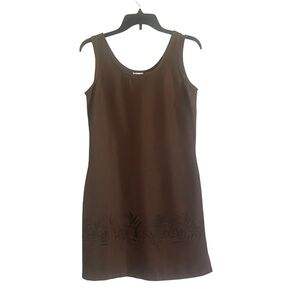 Vintage tank women’s modal mini shift dress in brown Size S fall floral neutral